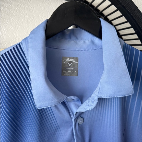 Callaway Light and Dark Blue Striped Polo Shirt - Picture 3 of 4